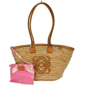 LOEWE BEIGE STRAW ANAGRAM HANDBAG 240703 NQ01781 BN01